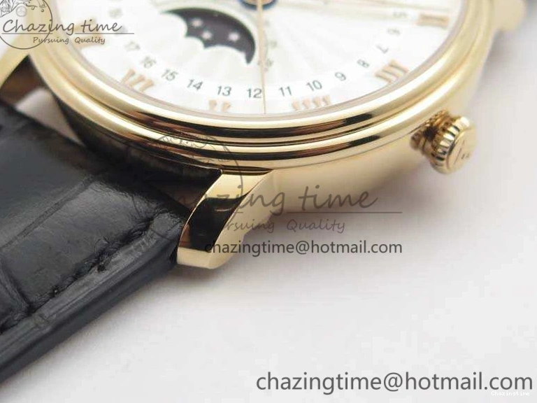 1228 Villeret 6654 RG Complicated Function OMF 1:1 Best Edition White Texture Dial On Leather Strap A Bright 8105